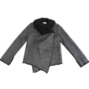 Effeti Moda Shearling Asymmetrical Grey Jacket Size Medium